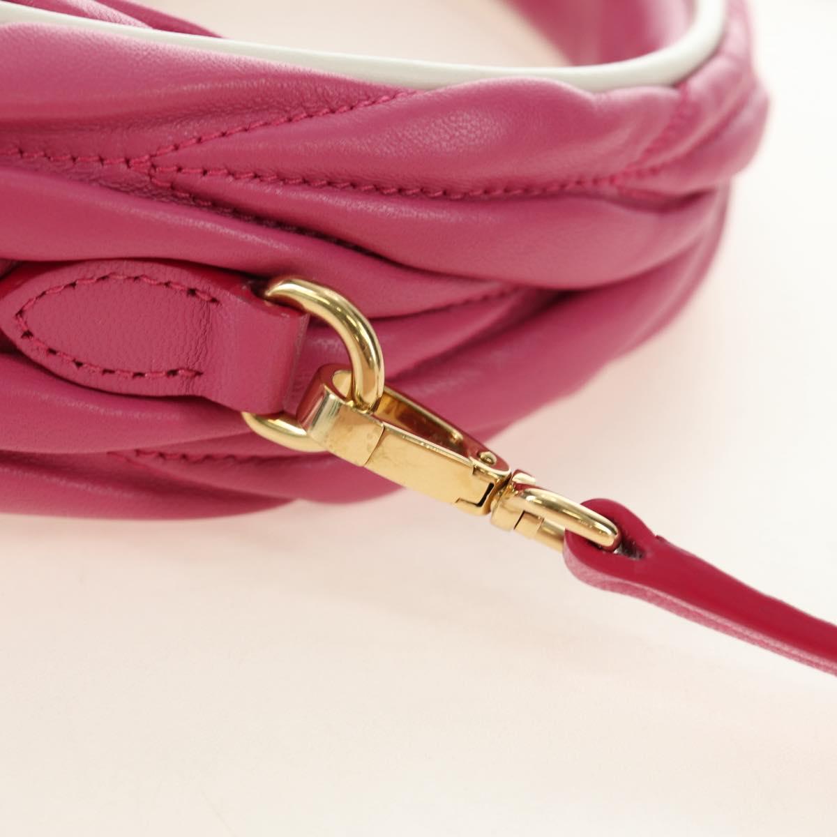 Miu Miu Matelasse Wonder Hand Bag Leather 2way Pink Gold Auth 185334SM
