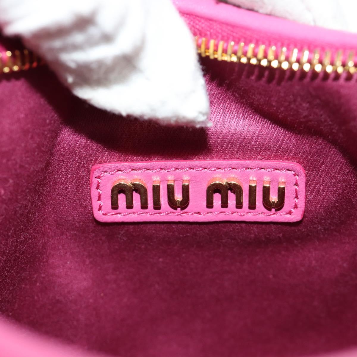 Miu Miu Matelasse Wonder Hand Bag Leather 2way Pink Gold Auth 185334SM