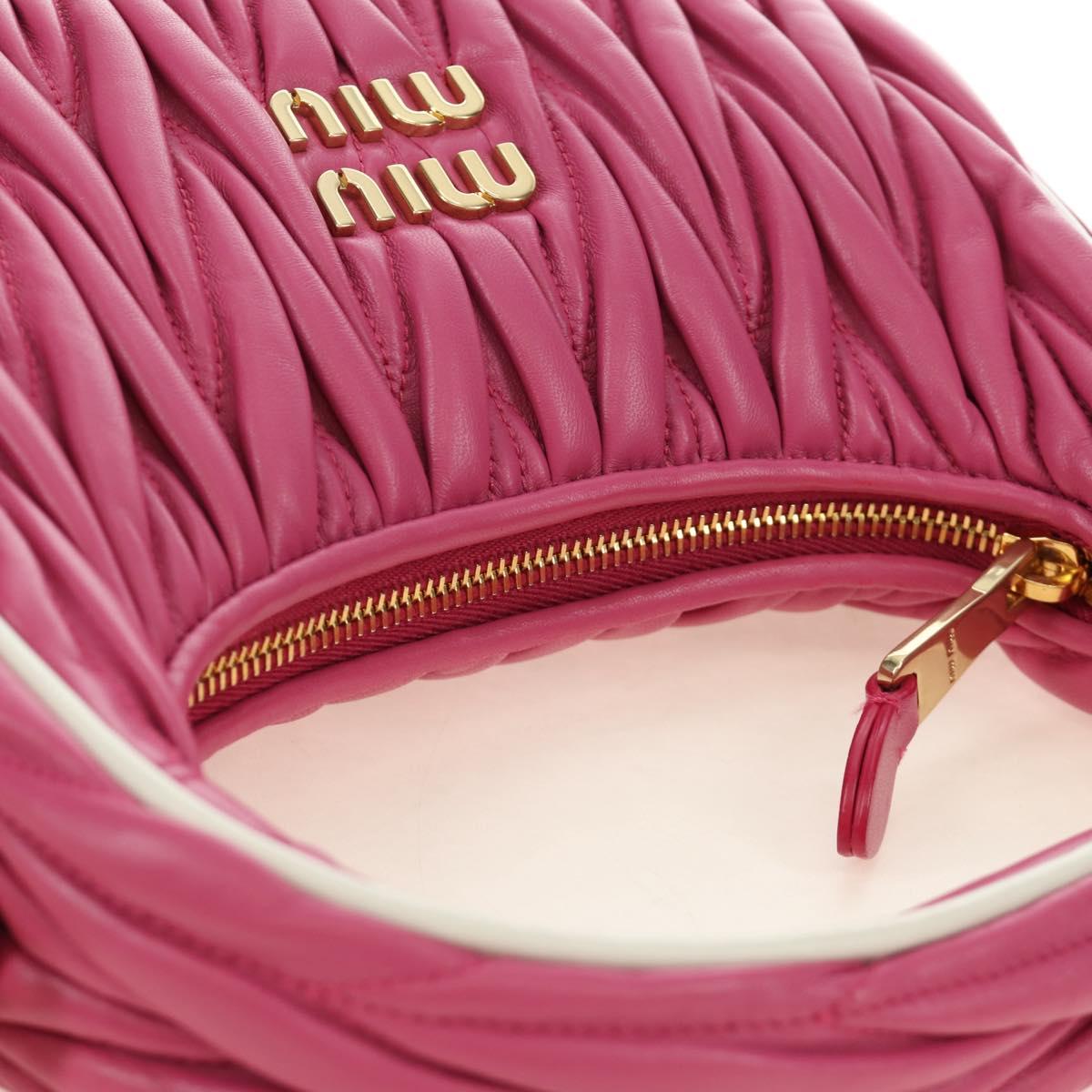 Miu Miu Matelasse Wonder Hand Bag Leather 2way Pink Gold Auth 185334SM