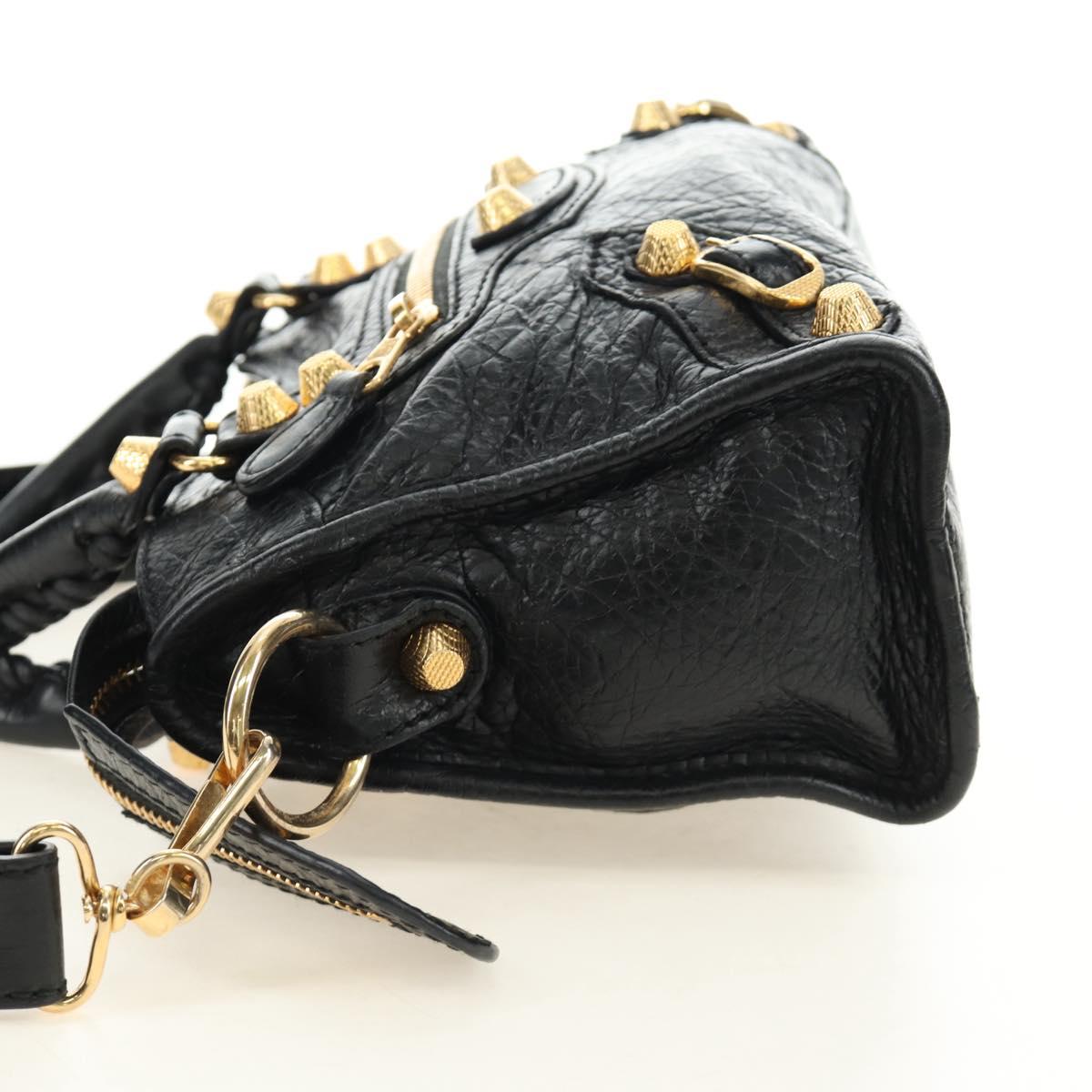 BALENCIAGA Mini City Hand Bag Leather 2way Black Gold 309544 Auth 185336SAM