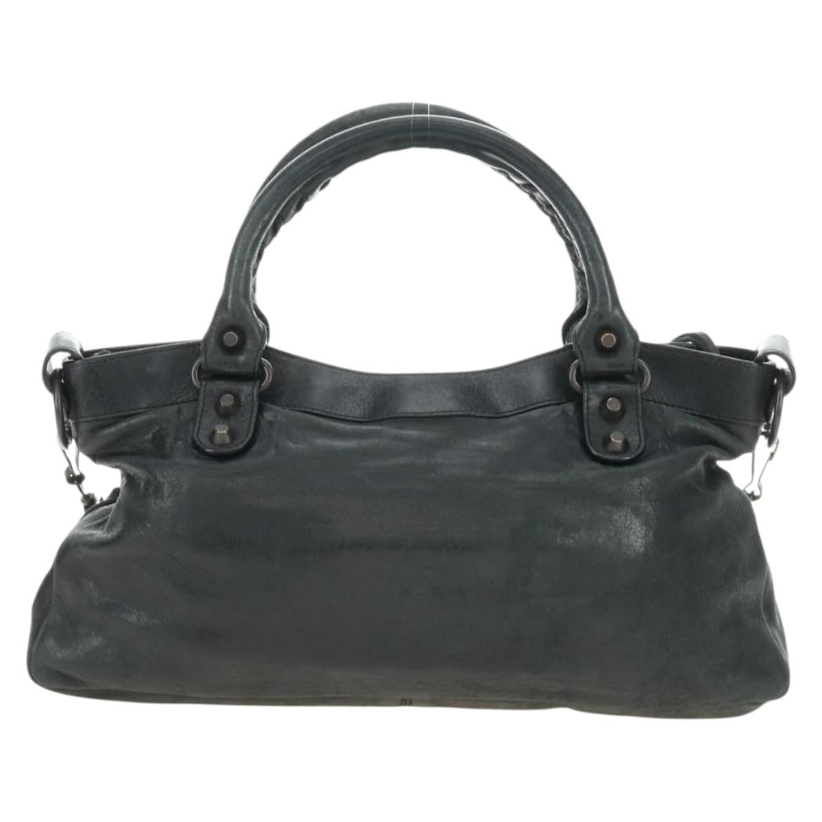 BALENCIAGA The First Hand Bag Leather 2way Navy 103208 Auth 185338M