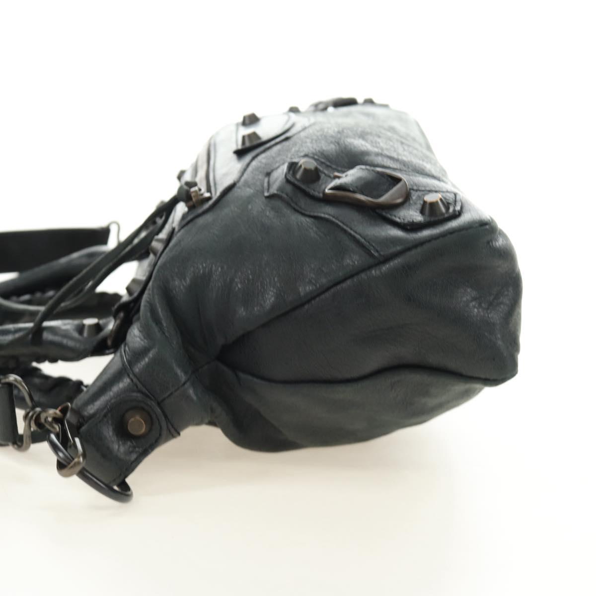 BALENCIAGA The First Hand Bag Leather 2way Navy 103208 Auth 185338M