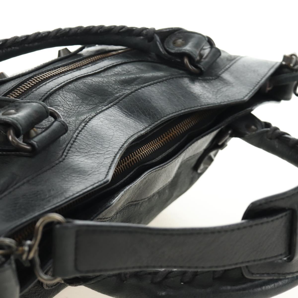 BALENCIAGA The First Hand Bag Leather 2way Navy 103208 Auth 185338M