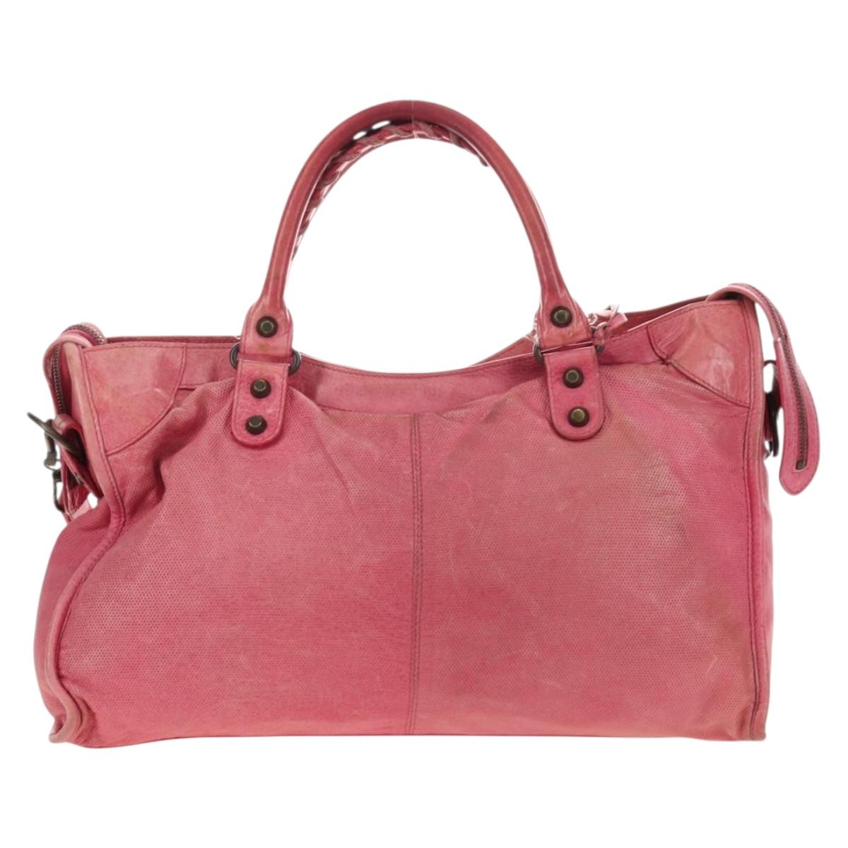 BALENCIAGA The First Hand Bag Leather 2way Pink 115748 Auth 185340M
