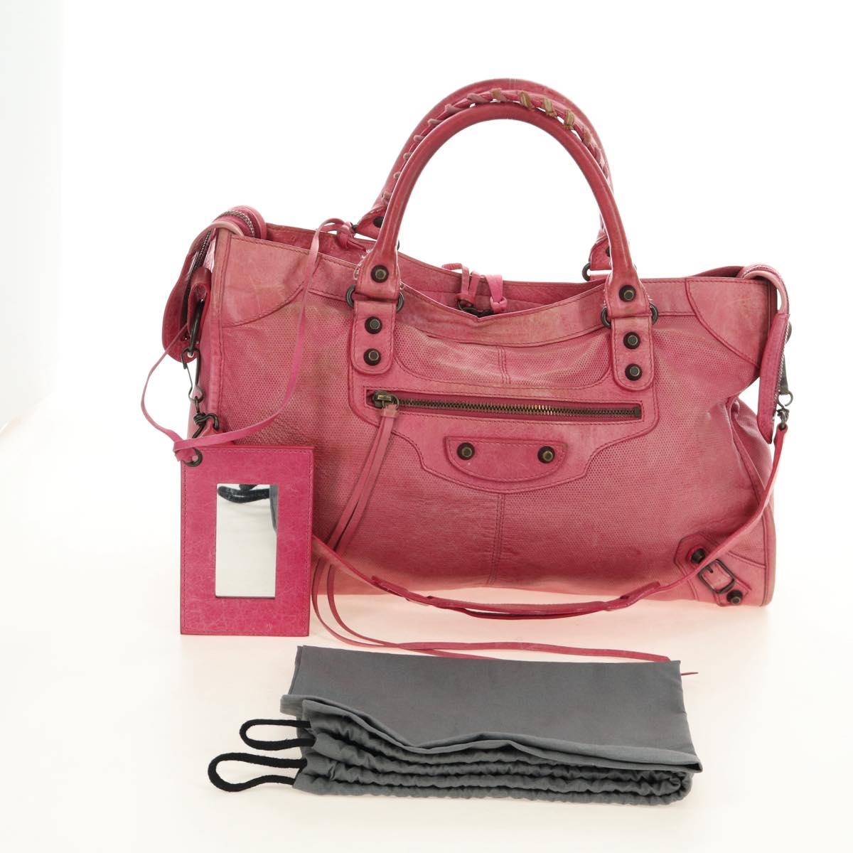 BALENCIAGA The First Hand Bag Leather 2way Pink 115748 Auth 185340M