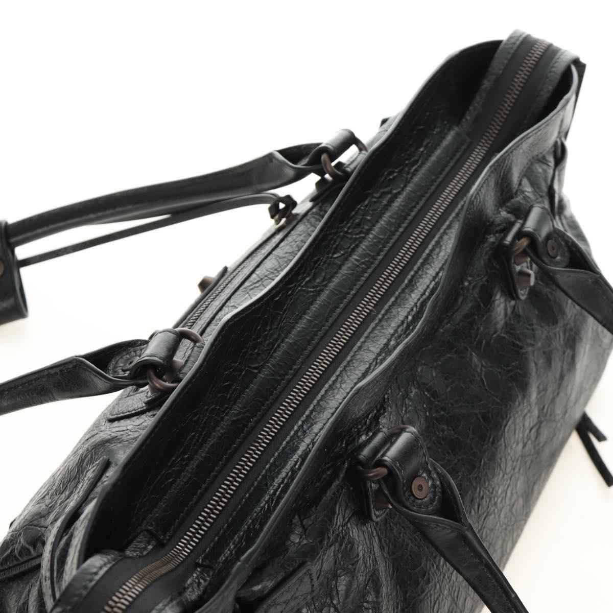 BALENCIAGA Lucity Eastwest Hand Bag Leather 2way Black 845704 Auth 185341SM