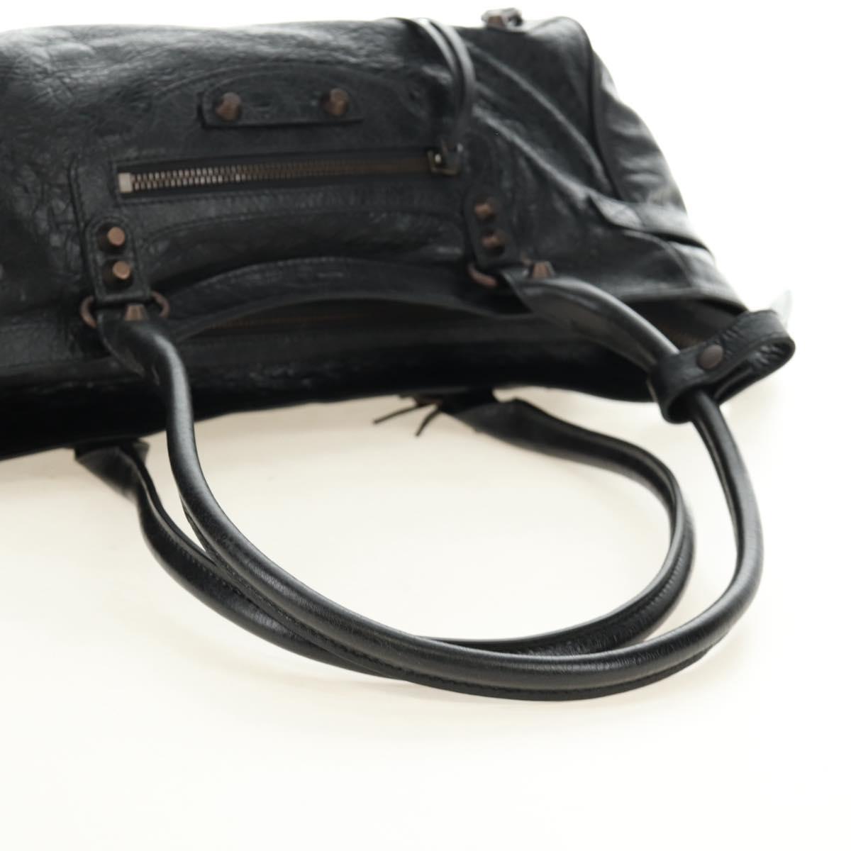 BALENCIAGA Lucity Eastwest Hand Bag Leather 2way Black 845704 Auth 185341SM