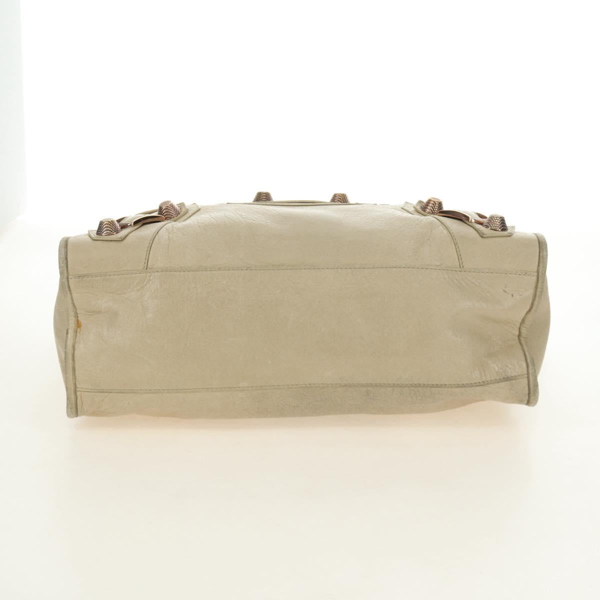 BALENCIAGA The Giant City Hand Bag Leather 2way Ivory Gold Auth 185343M