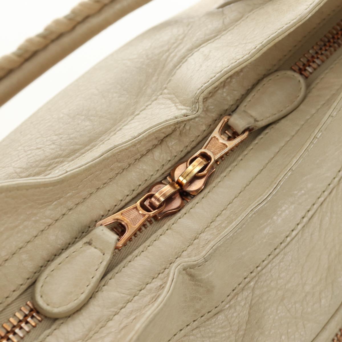 BALENCIAGA The Giant City Hand Bag Leather 2way Ivory Gold Auth 185343M