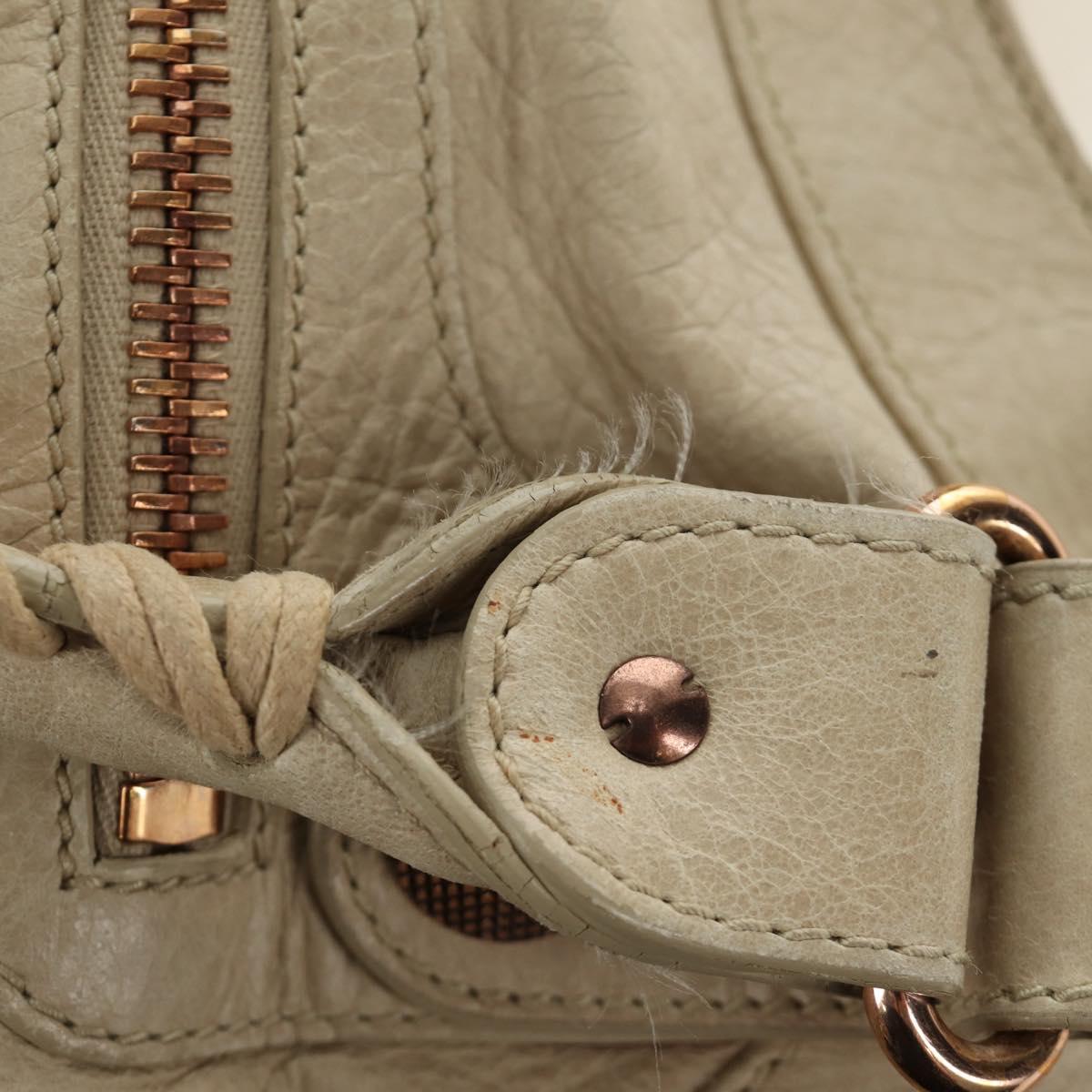 BALENCIAGA The Giant City Hand Bag Leather 2way Ivory Gold Auth 185343M