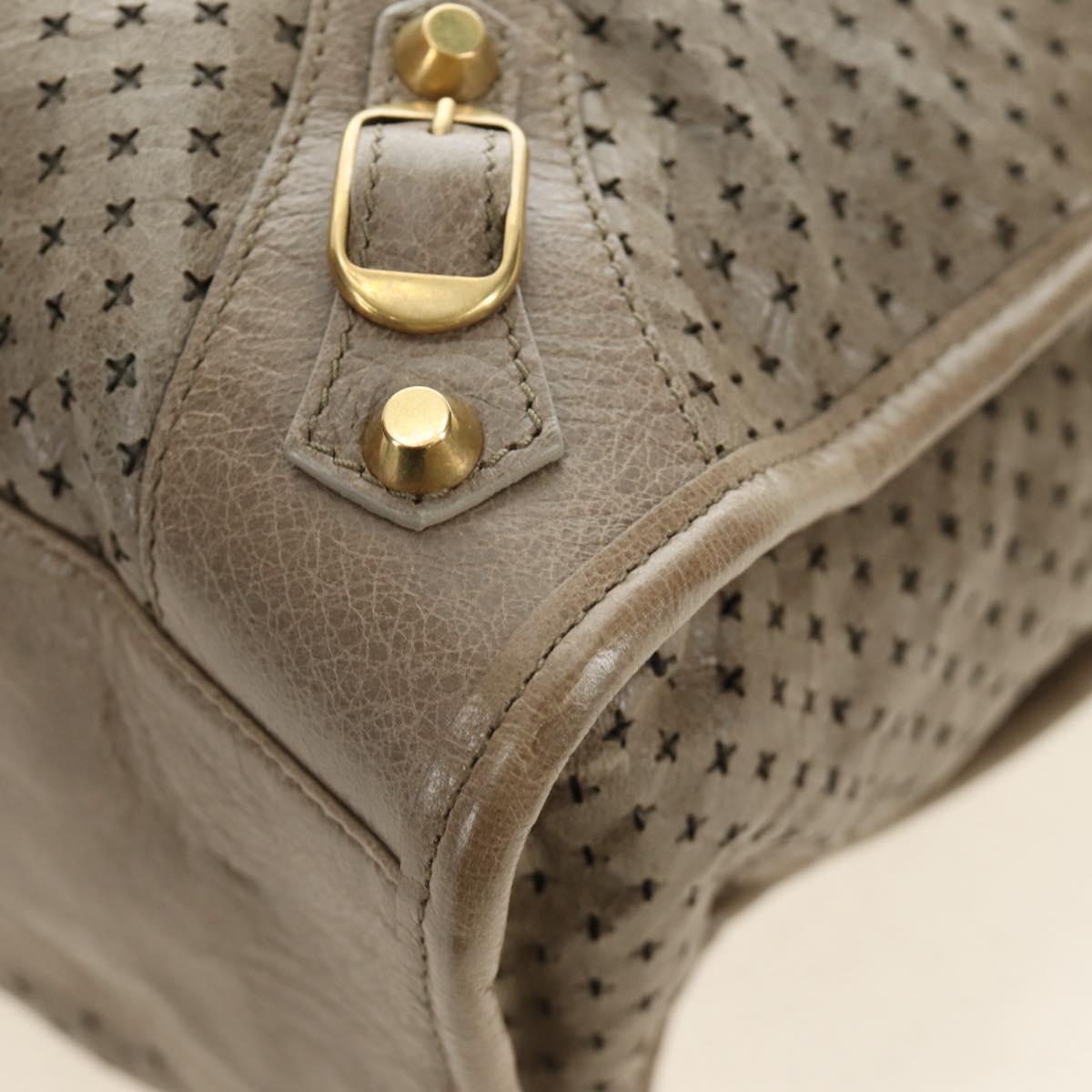 BALENCIAGA The City Hand Bag Leather 2way Beige Gold 115748 Auth 185344M