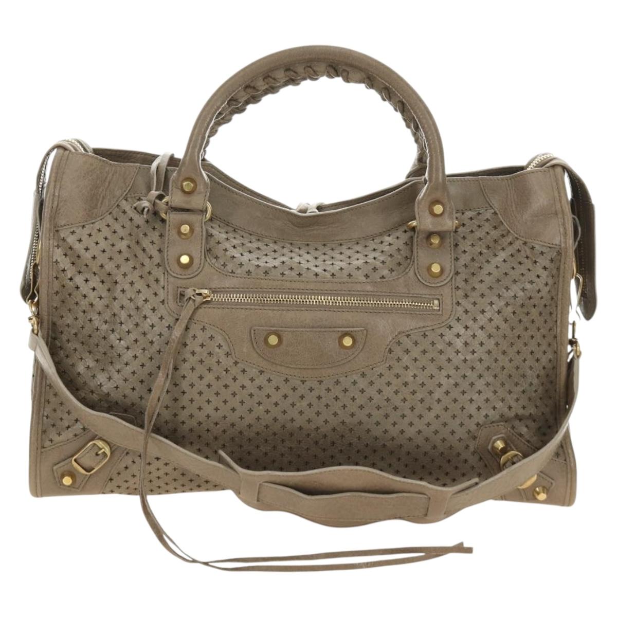 BALENCIAGA The City Hand Bag Leather 2way Beige Gold 115748 Auth 185344M