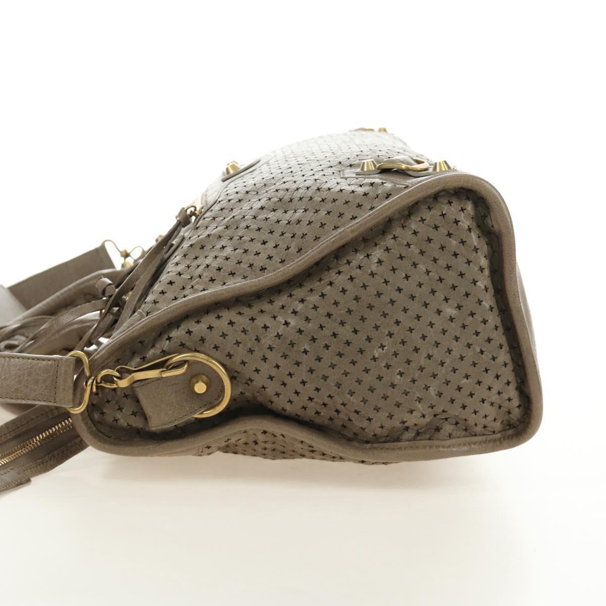 BALENCIAGA The City Hand Bag Leather 2way Beige Gold 115748 Auth 185344M