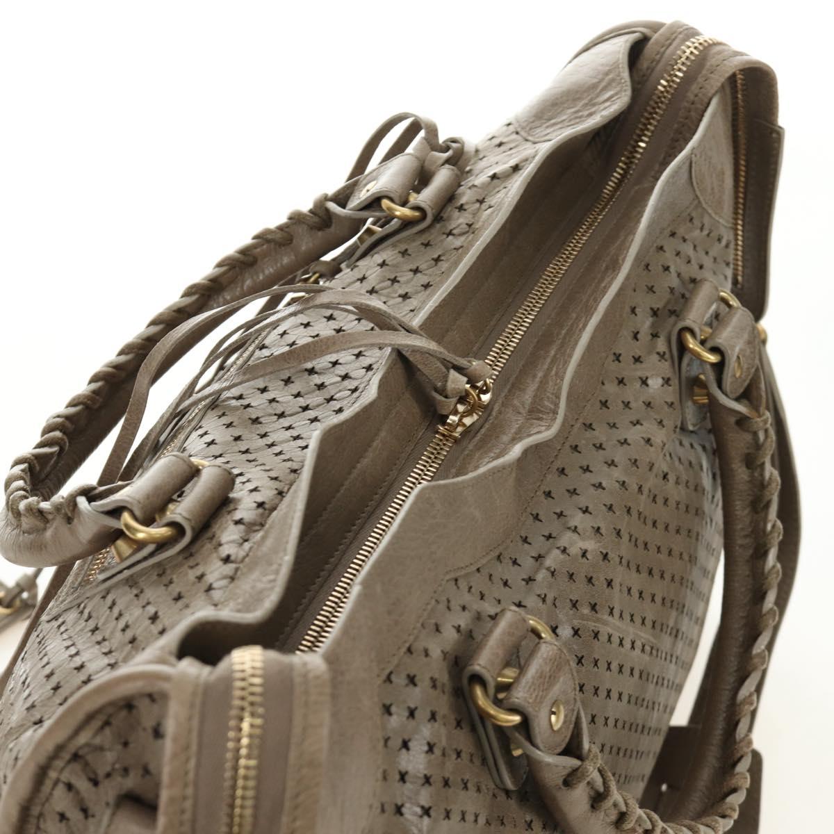 BALENCIAGA The City Hand Bag Leather 2way Beige Gold 115748 Auth 185344M