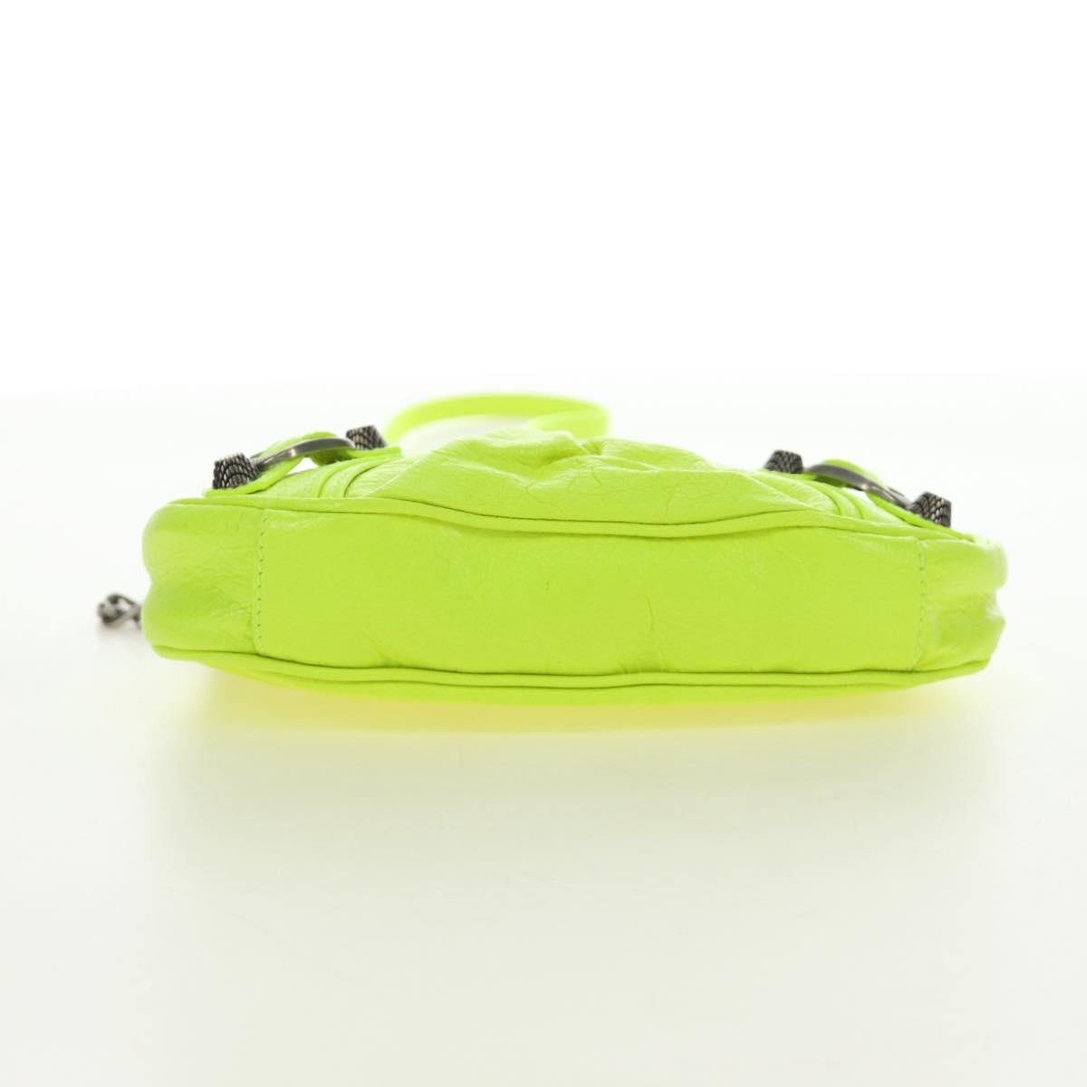 BALENCIAGA Chain Le Cagole XS Bag Leather 2way Green 695814 Auth 185356SAM