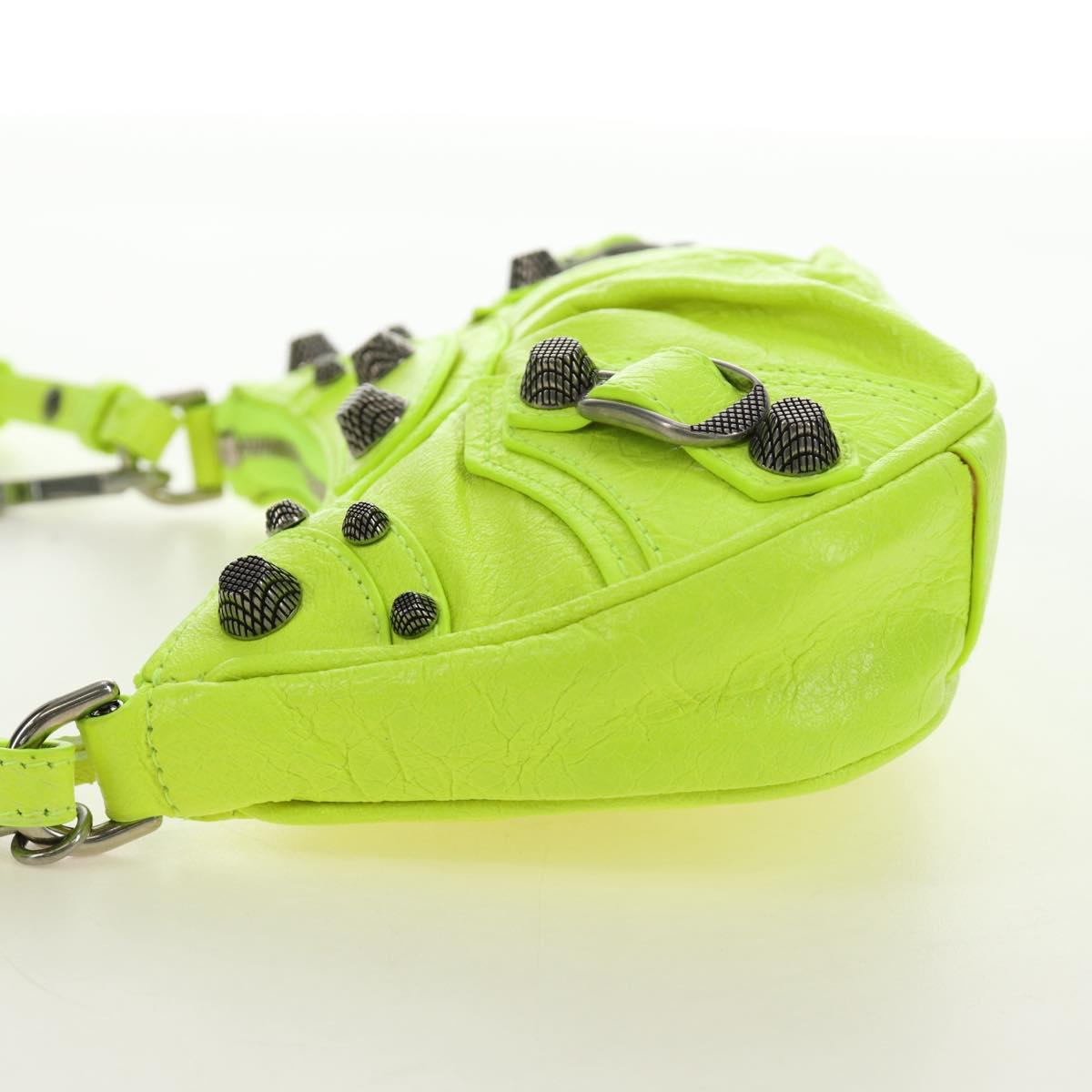 BALENCIAGA Chain Le Cagole XS Bag Leather 2way Green 695814 Auth 185356SAM