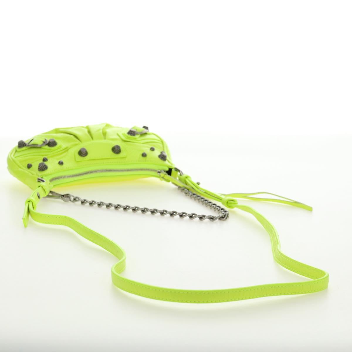 BALENCIAGA Chain Le Cagole XS Bag Leather 2way Green 695814 Auth 185356SAM