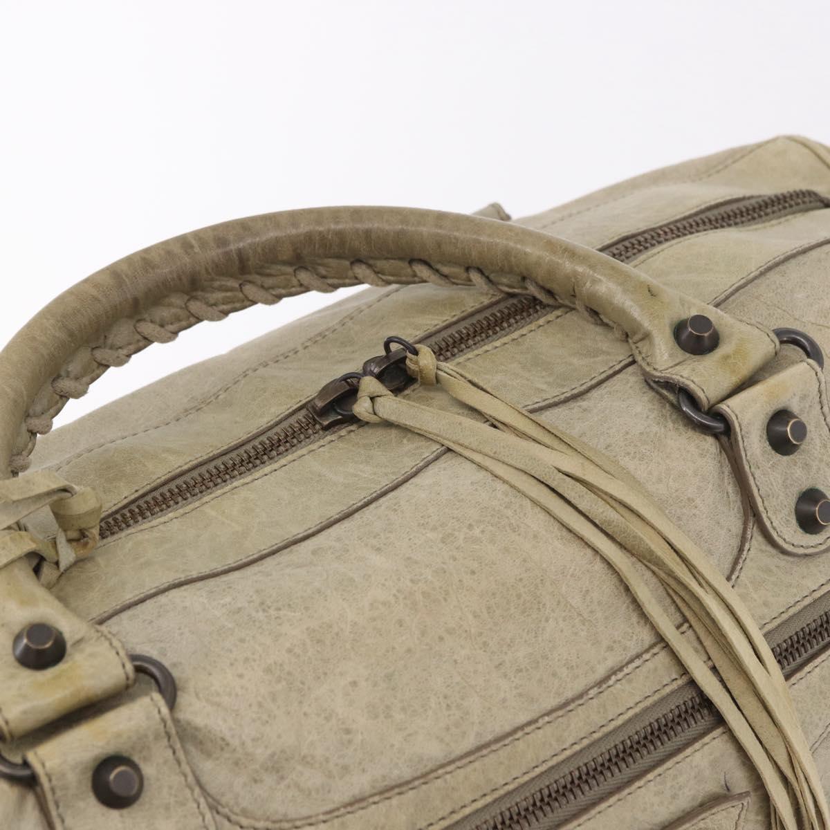 BALENCIAGA Tzigie Hand Bag Leather 2way Beige 128523 Auth 185359V
