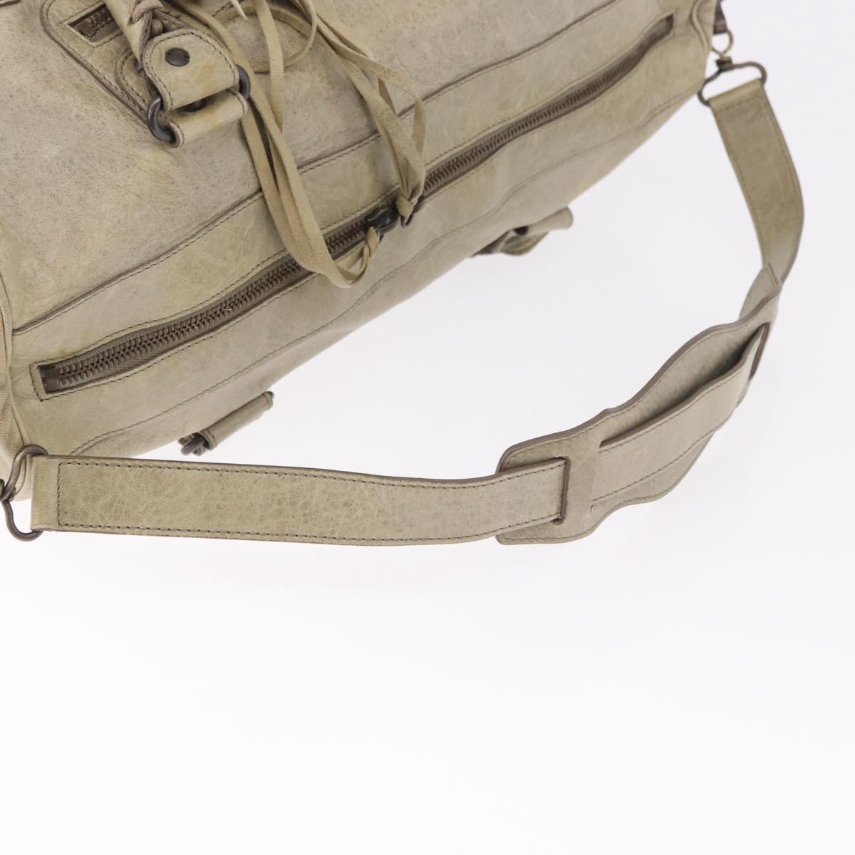 BALENCIAGA Tzigie Hand Bag Leather 2way Beige 128523 Auth 185359V