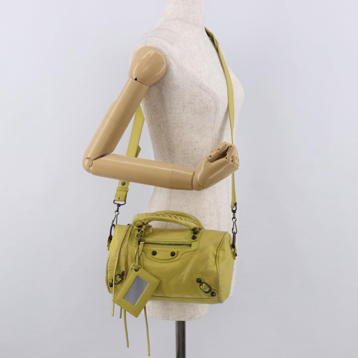BALENCIAGA Mini Twiggy Hand Bag Leather 2way Yellow 327103 Auth 185360V