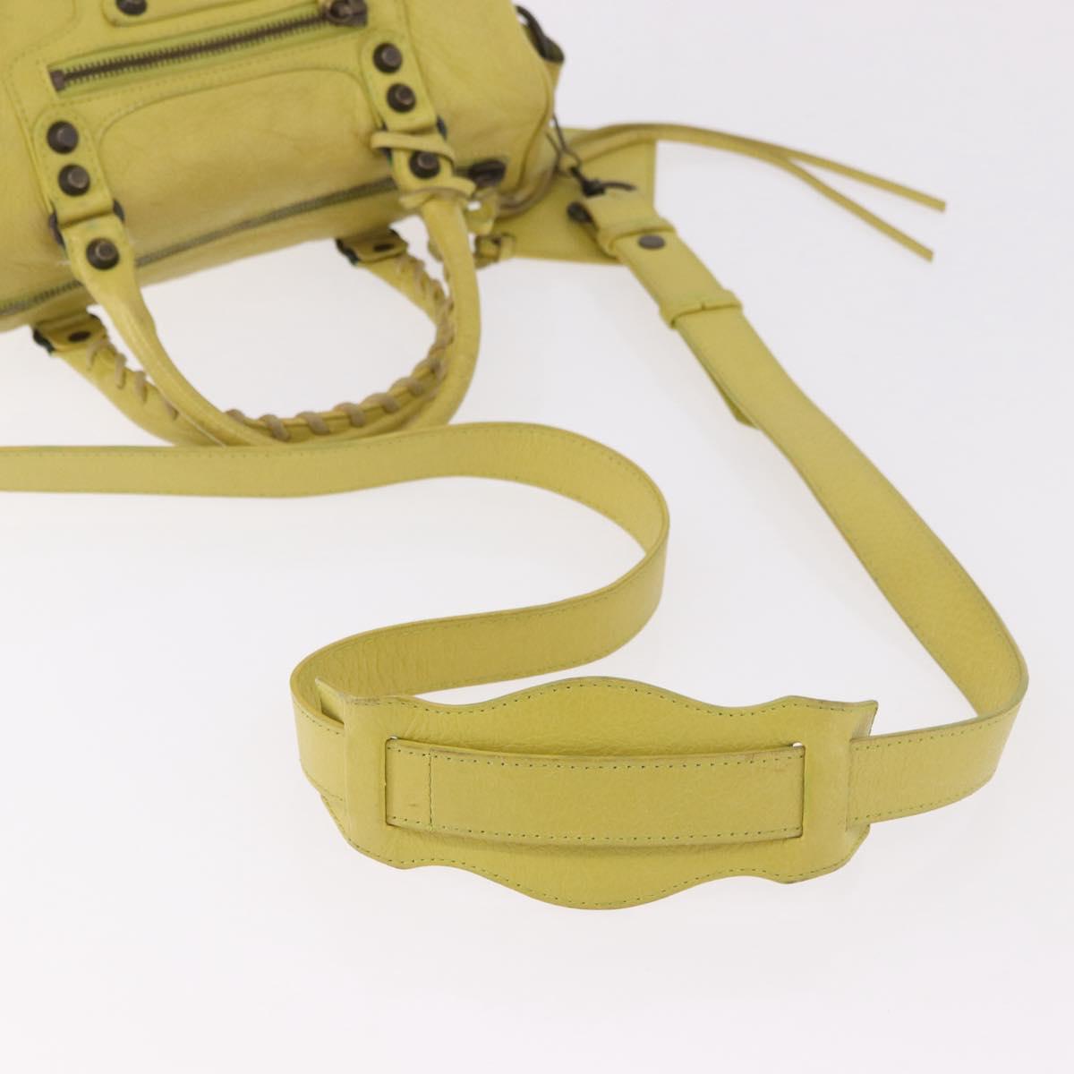 BALENCIAGA Mini Twiggy Hand Bag Leather 2way Yellow 327103 Auth 185360V