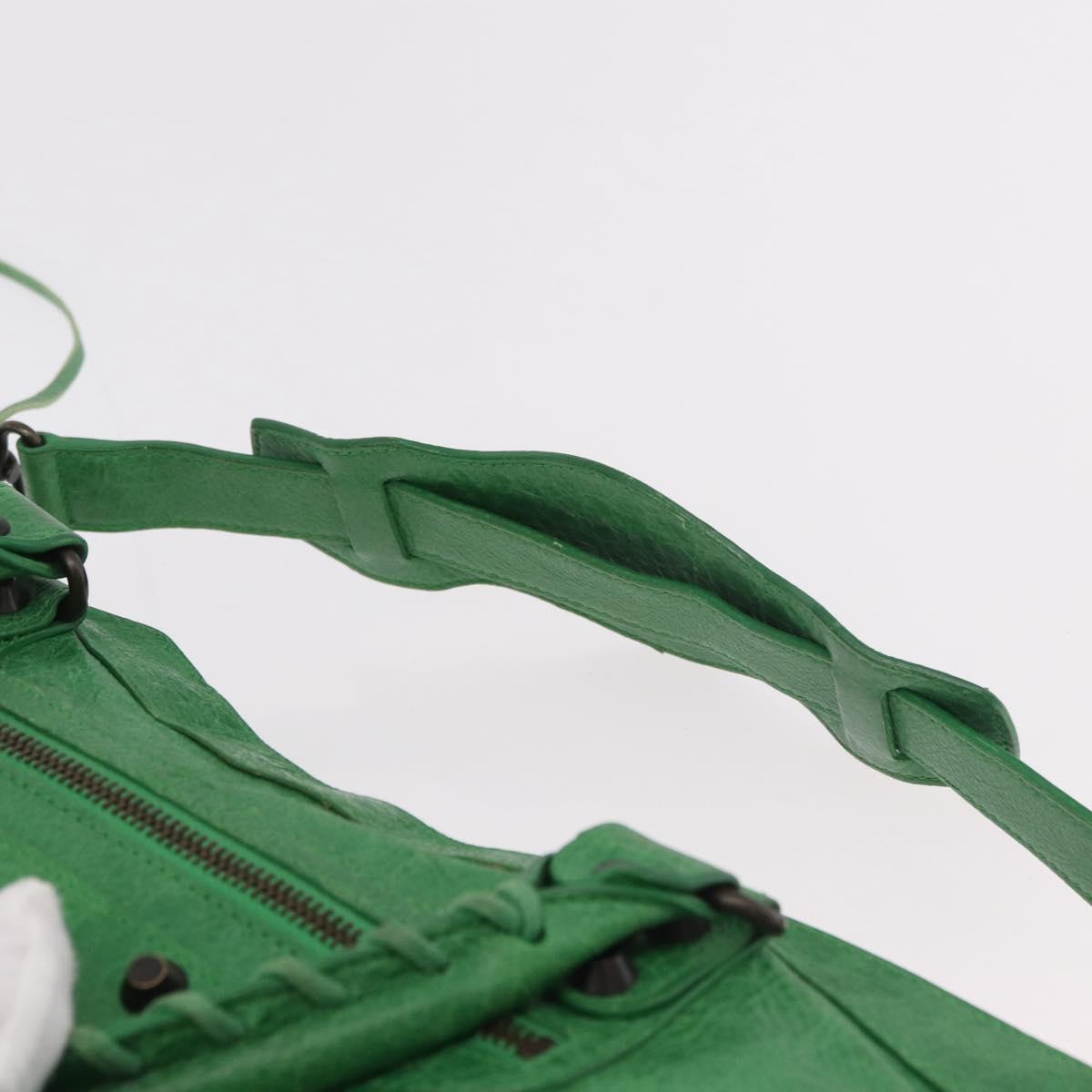 BALENCIAGA The City Hand Bag Leather 2way Green 103208 Auth 185361M
