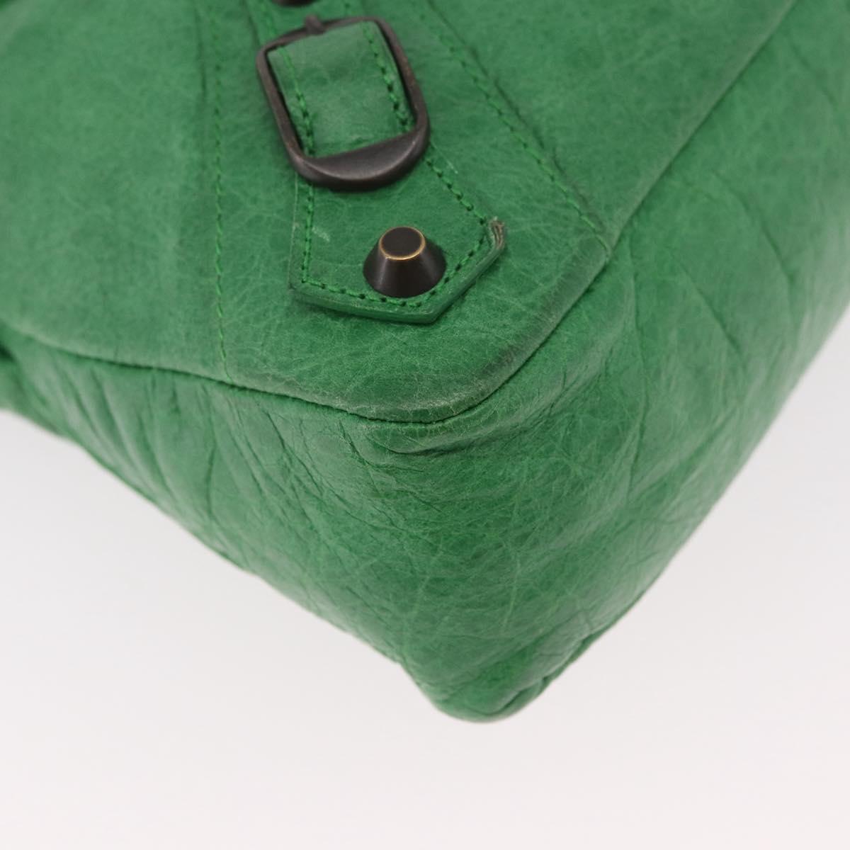 BALENCIAGA The City Hand Bag Leather 2way Green 103208 Auth 185361M