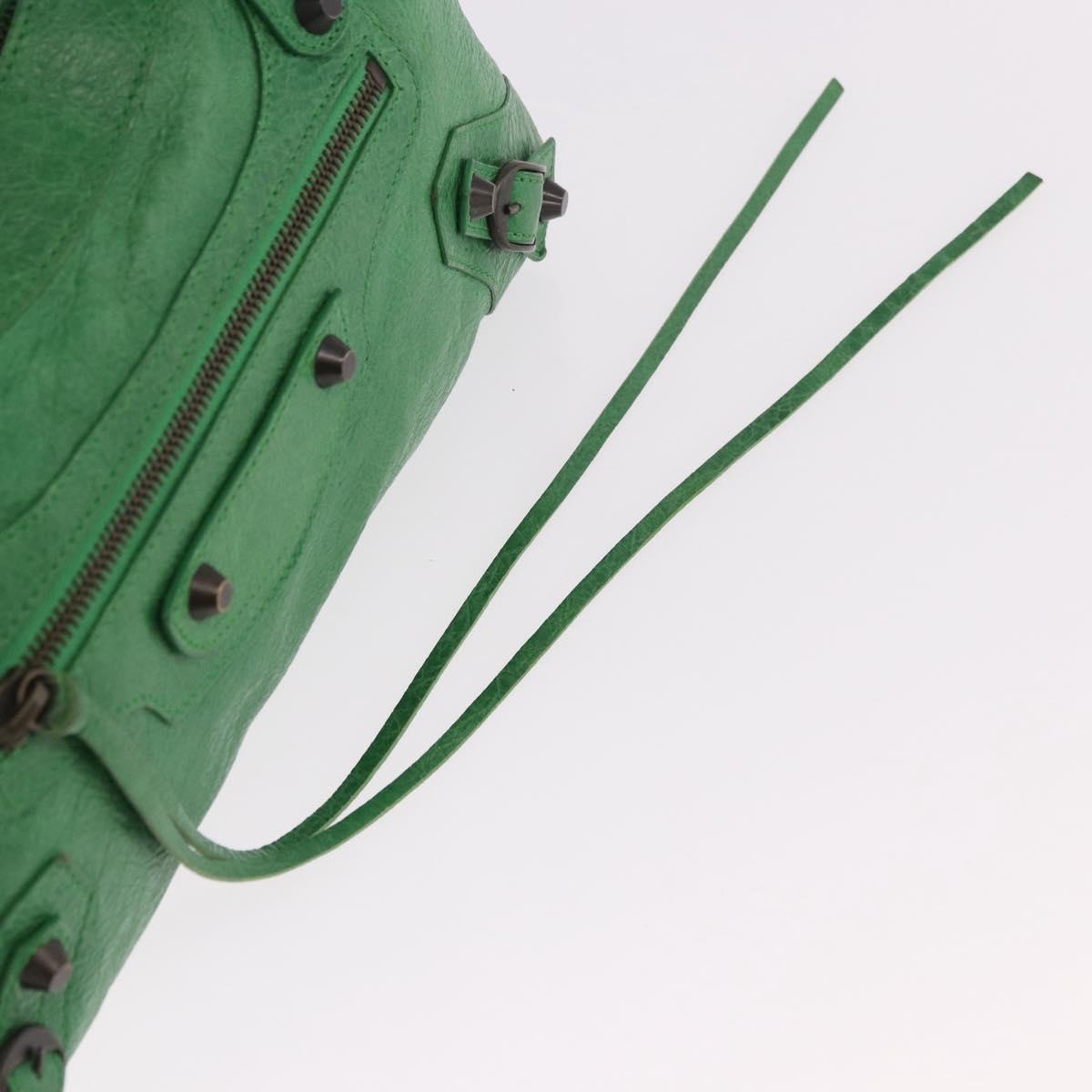 BALENCIAGA The City Hand Bag Leather 2way Green 103208 Auth 185361M