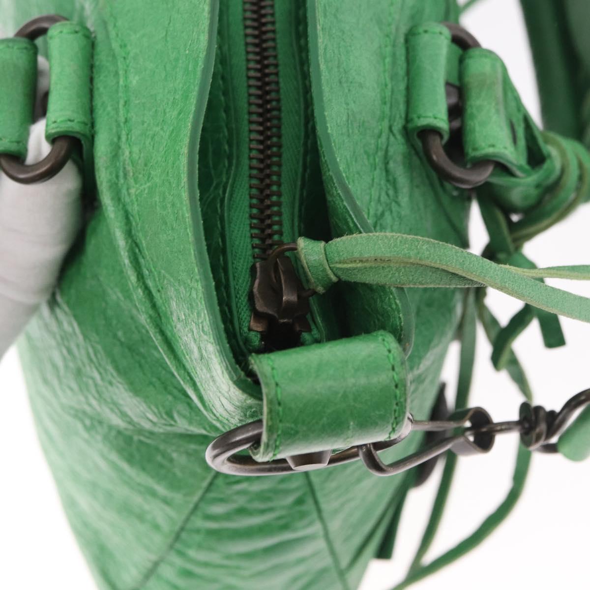 BALENCIAGA The City Hand Bag Leather 2way Green 103208 Auth 185361M