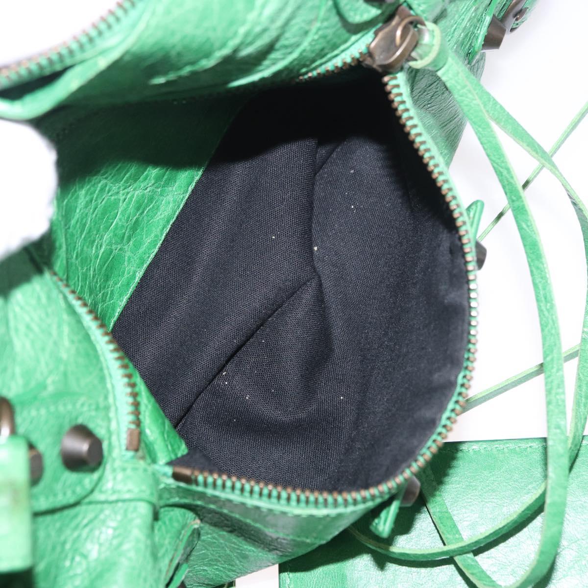 BALENCIAGA The City Hand Bag Leather 2way Green 103208 Auth 185361M