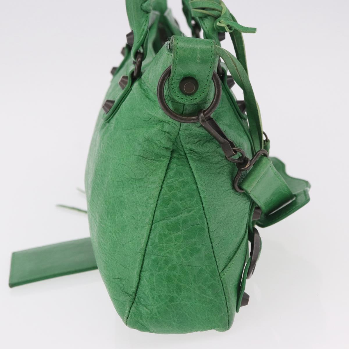 BALENCIAGA The City Hand Bag Leather 2way Green 103208 Auth 185361M