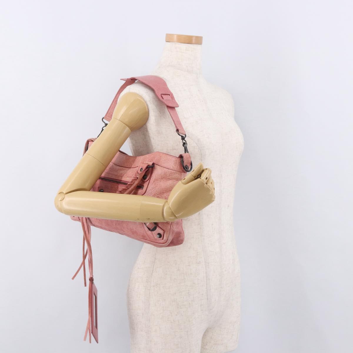 BALENCIAGA The First Hand Bag Leather 2way Pink 103208 Auth 185362V