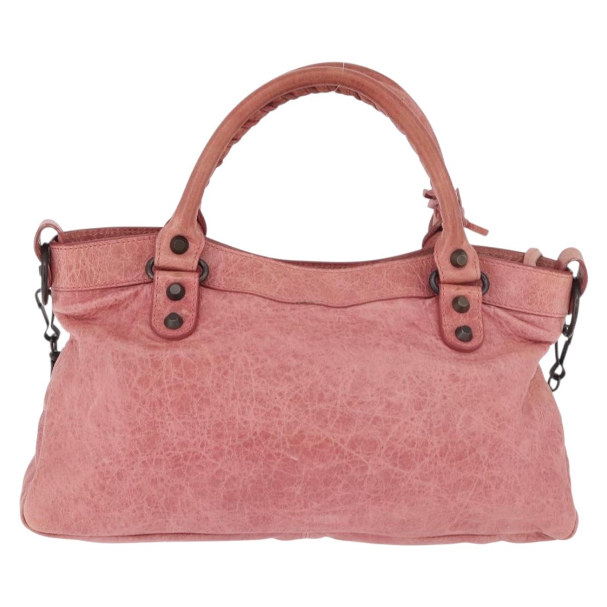 BALENCIAGA The First Hand Bag Leather 2way Pink 103208 Auth 185362V