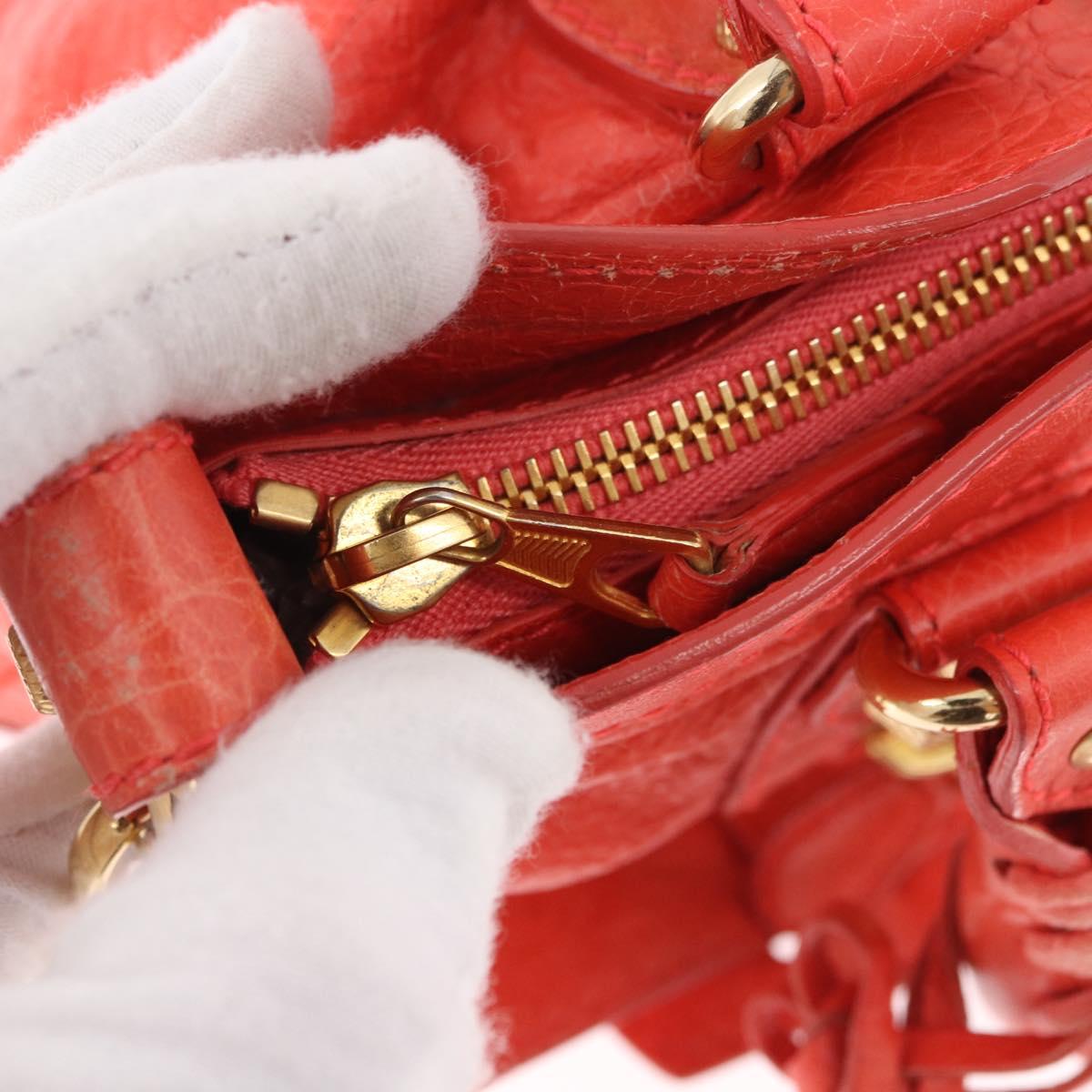 BALENCIAGA The First Hand Bag Leather 2way Orange Gold 285433 Auth 185363V