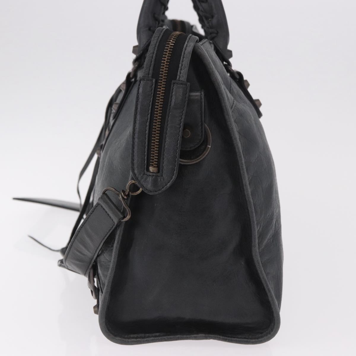 BALENCIAGA The City Hand Bag Leather 2way Black 115748 Auth 185364SAM