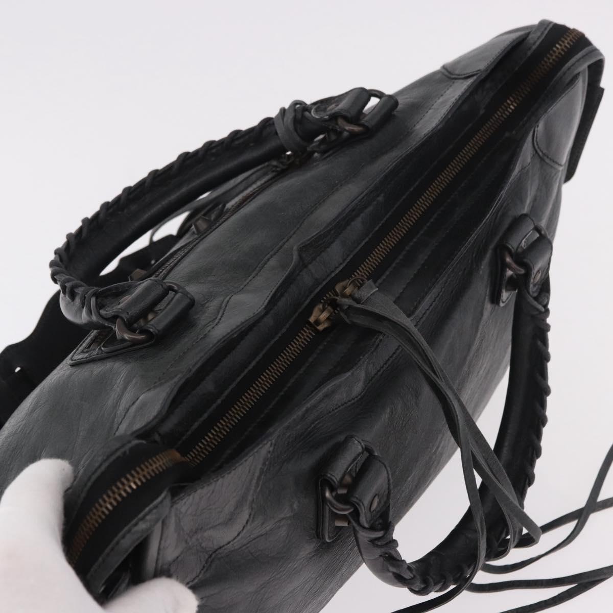 BALENCIAGA The City Hand Bag Leather 2way Black 115748 Auth 185364SAM