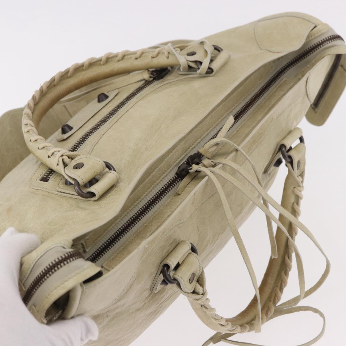 BALENCIAGA The City Hand Bag Leather 2way Ivory 115748 Auth 185365V