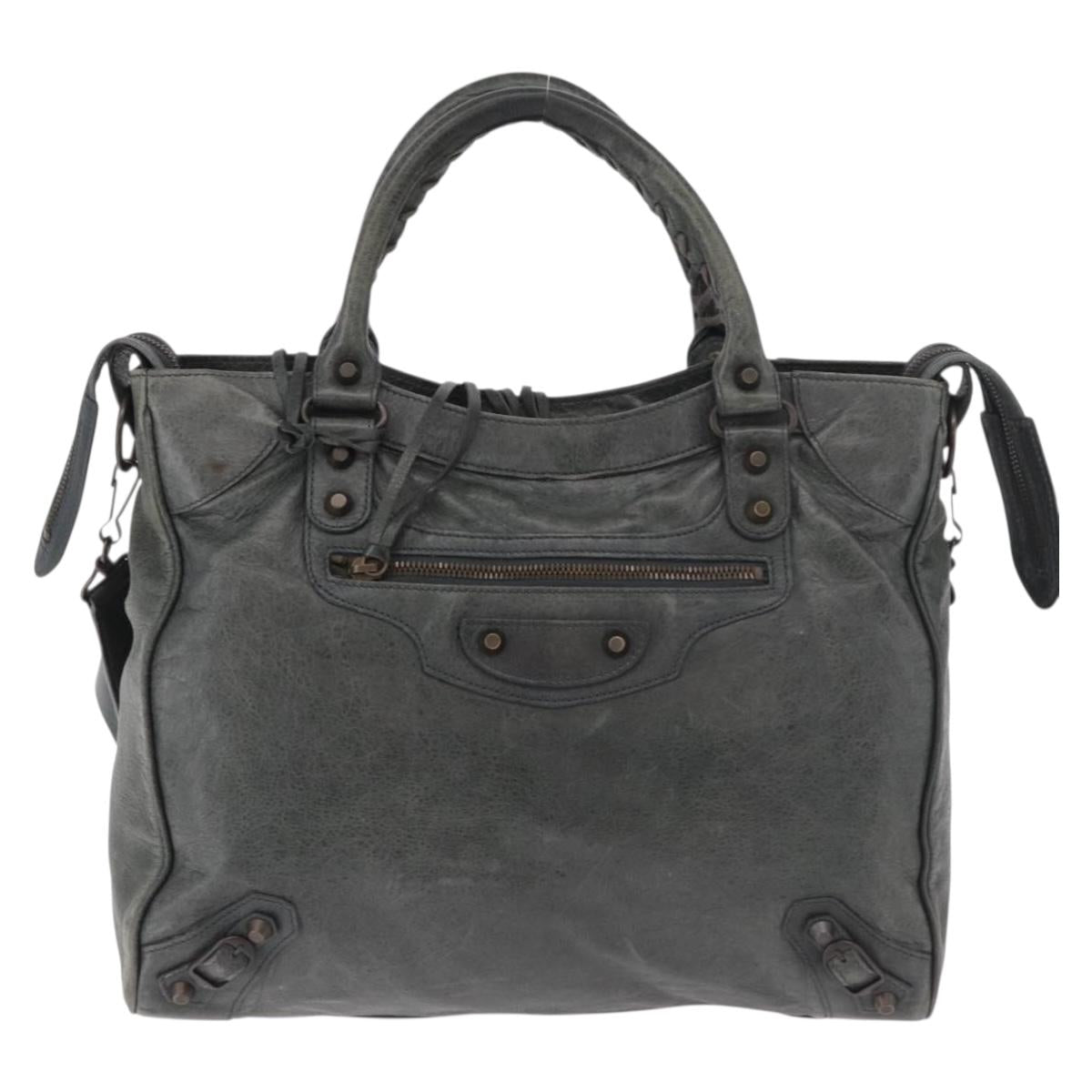 BALENCIAGA Vero Hand Bag Leather 2way Gray 235216 Auth 185366V
