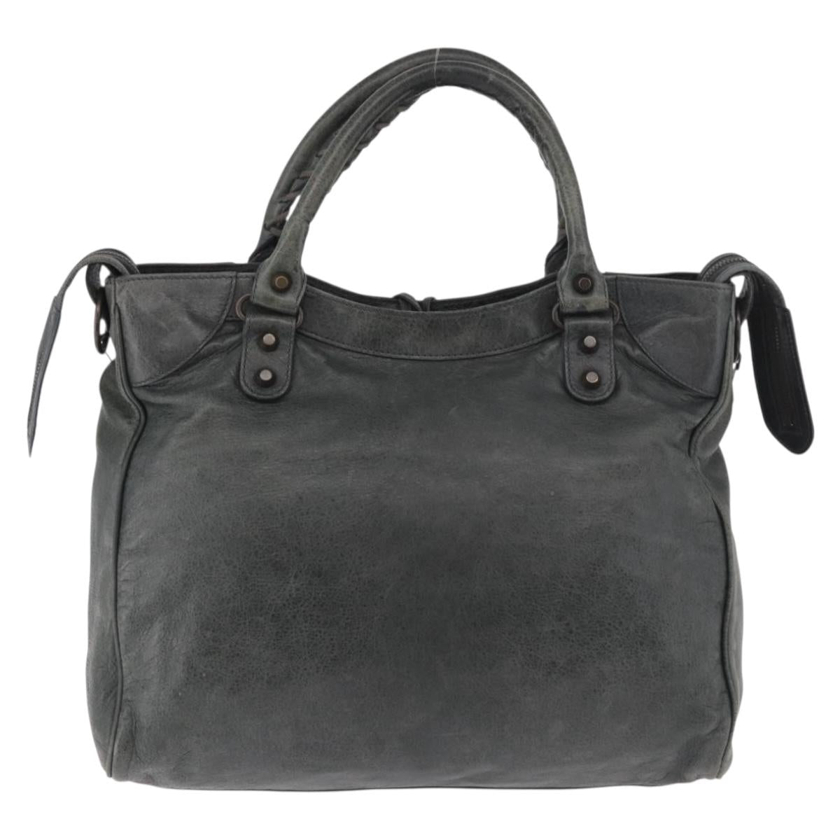 BALENCIAGA Vero Hand Bag Leather 2way Gray 235216 Auth 185366V