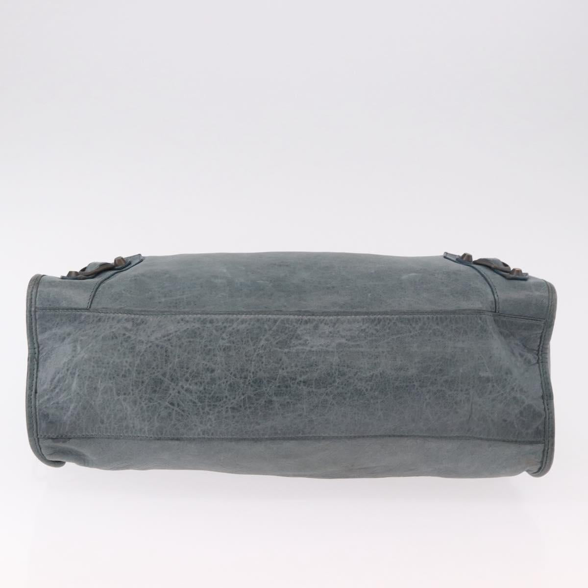 BALENCIAGA The City Bag Leather 2way Light Blue Gold Silver 115748 Auth 185367V