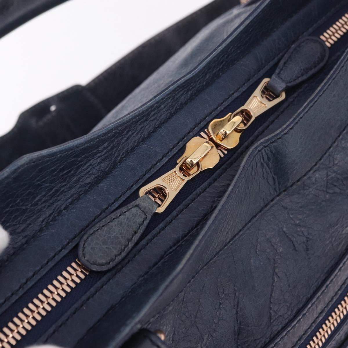 BALENCIAGA The Giant City Hand Bag Leather 2way Navy Gold 173084 Auth 185368SAM