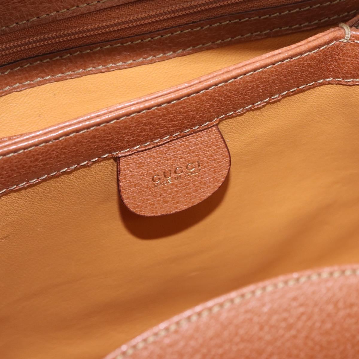 GUCCI Bamboo Hand Bag Leather 2way Brown Gold Auth 185369