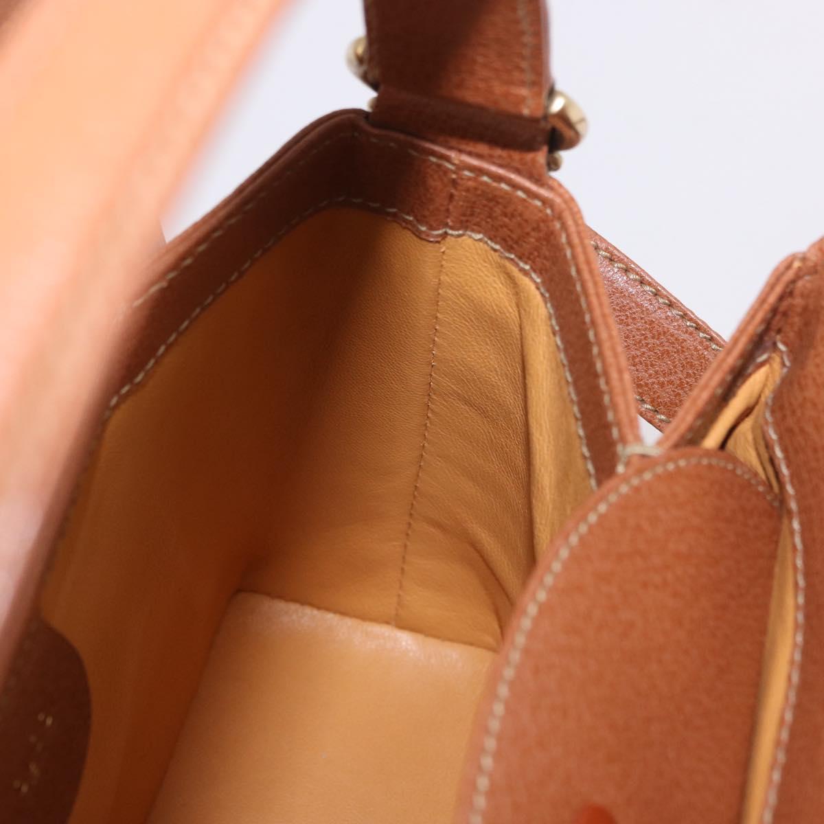 GUCCI Bamboo Hand Bag Leather 2way Brown Gold Auth 185369
