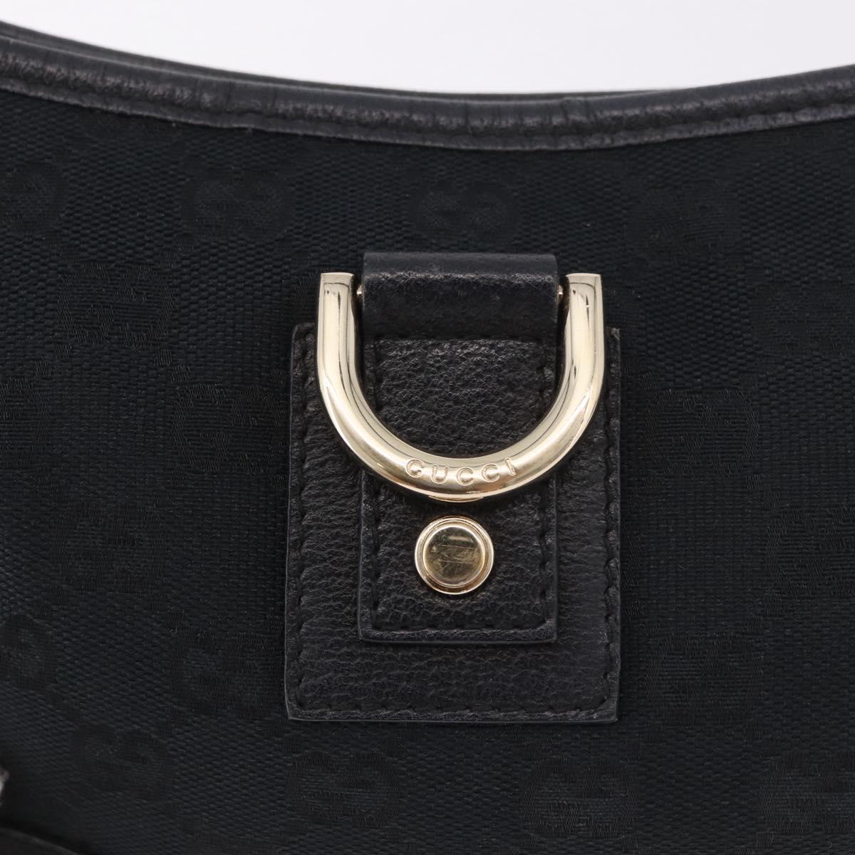 GUCCI GG Canvas Shoulder Bag Black Gold 130939 Auth 185370V
