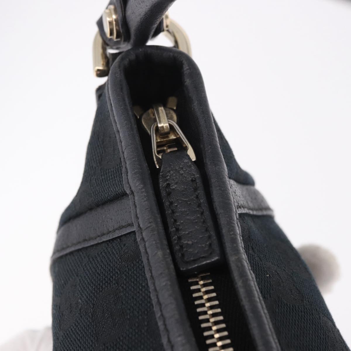GUCCI GG Canvas Shoulder Bag Black Gold 130939 Auth 185370V