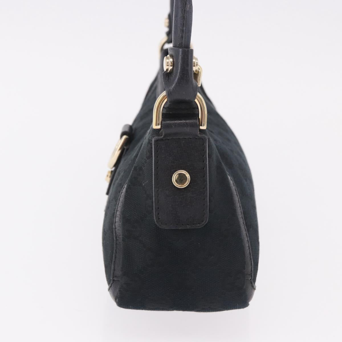 GUCCI GG Canvas Shoulder Bag Black Gold 130939 Auth 185370V