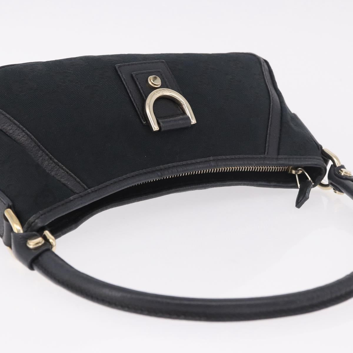 GUCCI GG Canvas Shoulder Bag Black Gold 130939 Auth 185370V