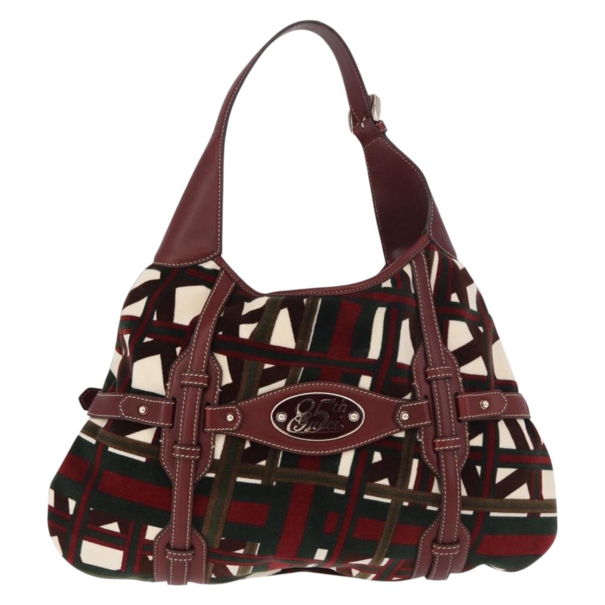 GUCCI Jackie Shoulder Bag Velor Green Gold 163804 Auth 185371SM