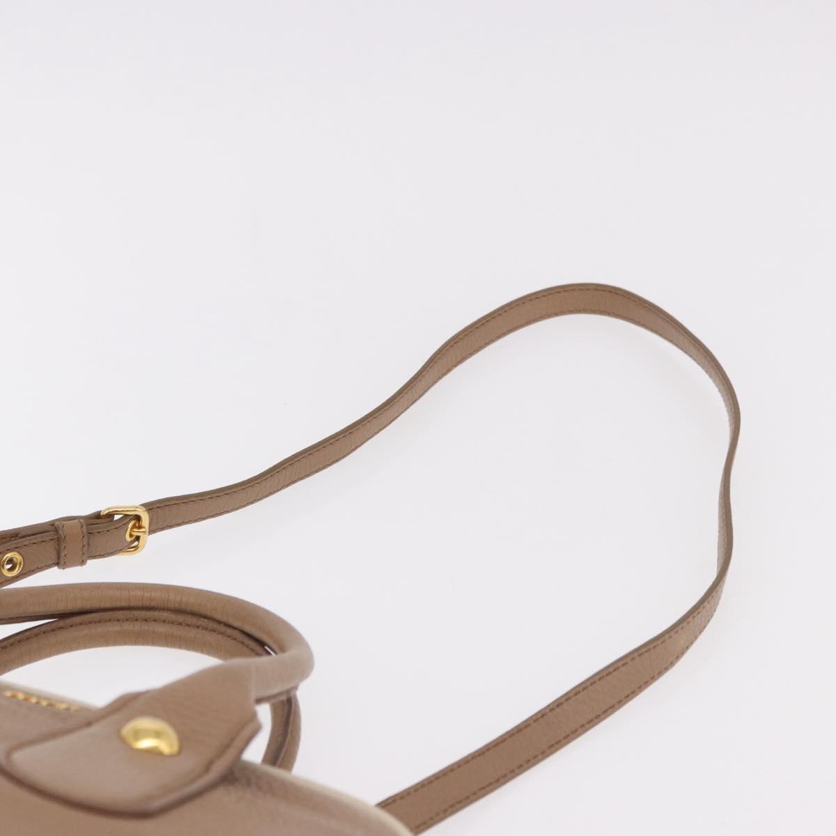 Miu Miu Hand Bag Leather 2way Beige Gold Auth 185372V