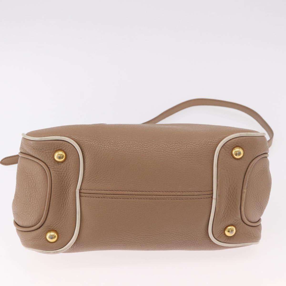 Miu Miu Hand Bag Leather 2way Beige Gold Auth 185372V